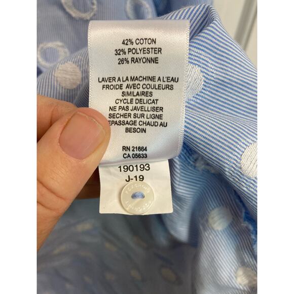 Foxcroft NYC Light Blue Micro Stripe Shirt with Textured Circles Sz 14 - Picture 9 of 9